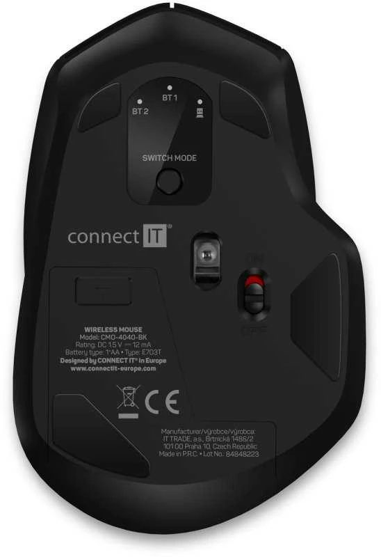 Connect IT CONNECT IT Triple SmartSwitch belaidė pelė, 2,4 GHz ir Bluetooth 5.0, juoda