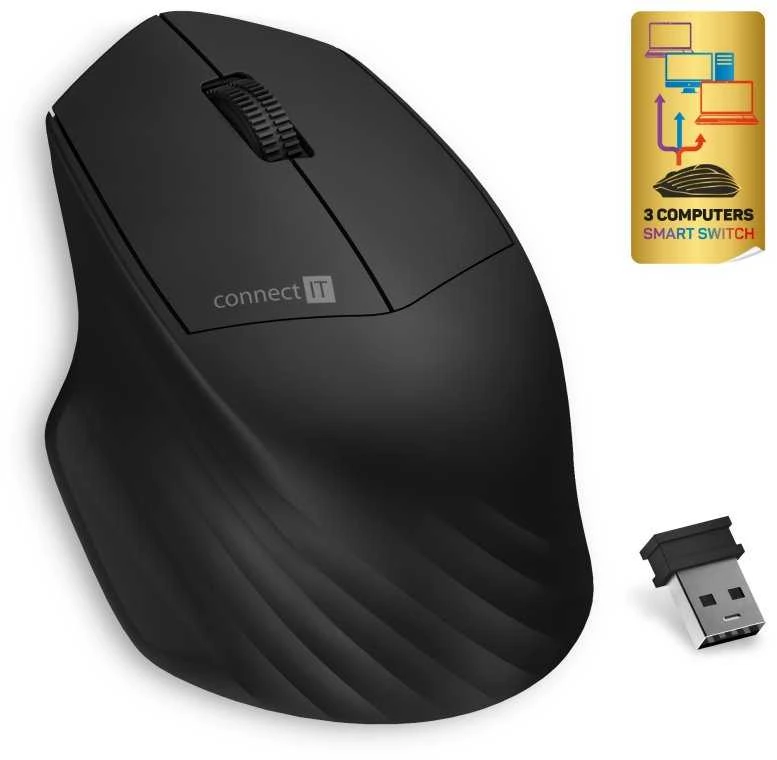 Connect IT CONNECT IT Triple SmartSwitch belaidė pelė, 2,4 GHz ir Bluetooth 5.0, juoda