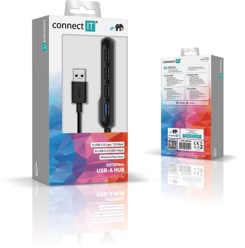 HUB USB Connect IT 4x USB-A 3.0 (CHU-4000-BK)