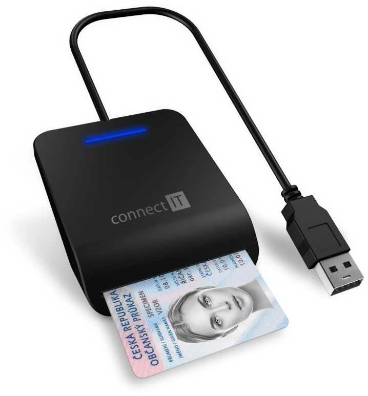 CONNECT IT USB eID ir lustinių kortelių skaitytuvas, juodas