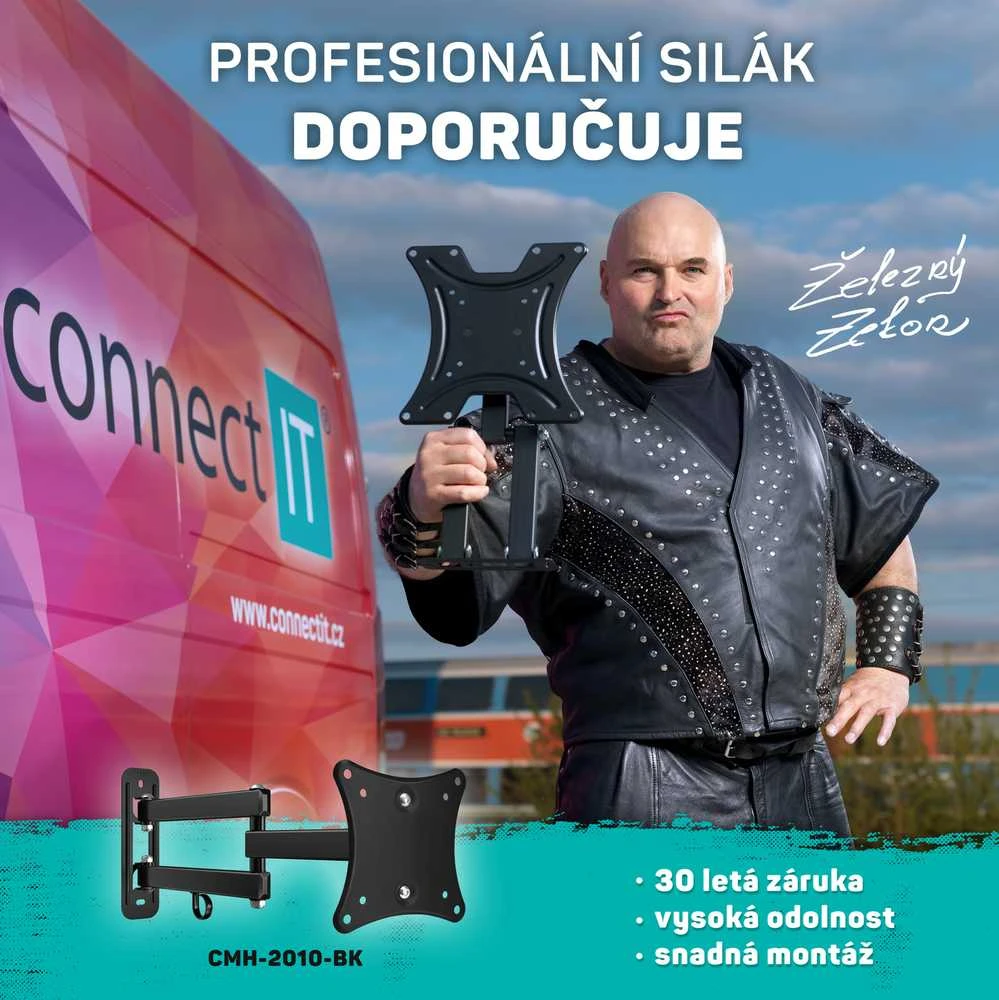 Connect IT CONNECT IT sieninis laikiklis ekranams 10-27", 30 metų garantija, Juodas