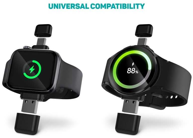 „CONNECT IT WatchTravelCharge“ belaidis įkroviklis, skirtas „Apple“ ir „Samsung Watch“, juodas