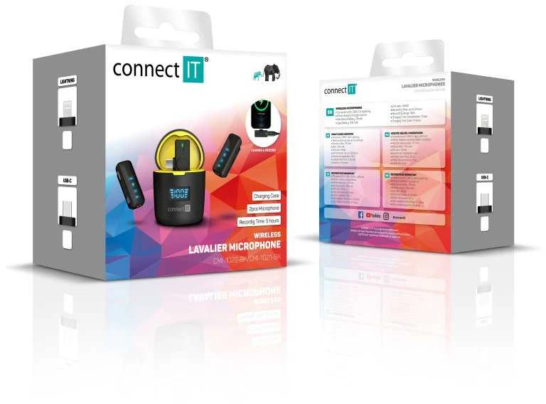 CONNECT IT belaidis mikrofonas ClipMic Pro USB-C komplektas Juodas