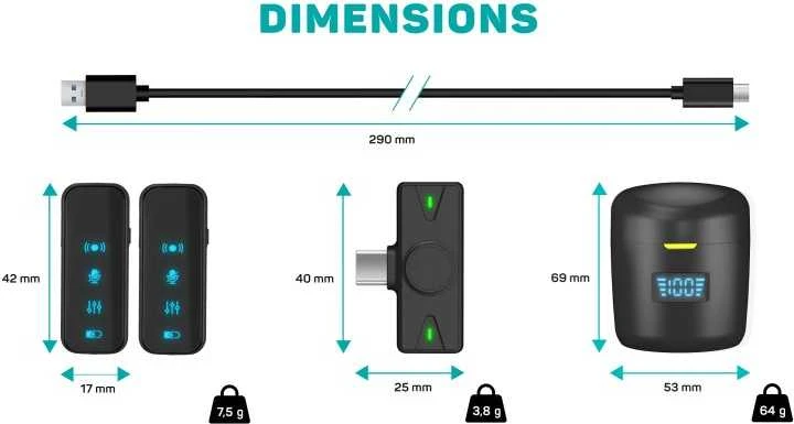 CONNECT IT belaidis mikrofonas ClipMic Pro USB-C komplektas Juodas