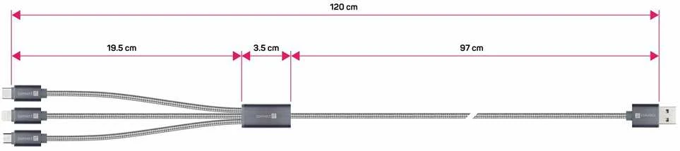 Kabelis USB Connect IT USB-A – žaibiškas 1,2 m pilkas (CI-1229)