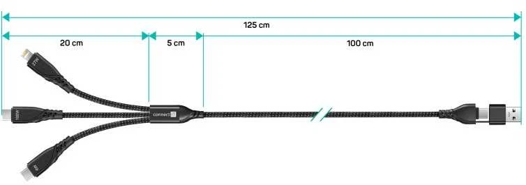Kabelis USB Connect IT USB-C - Lightning 1.25 m Juodas (CCA-2320-BK)