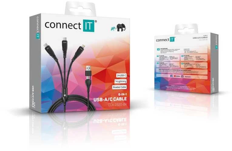Kabelis USB Connect IT USB-C - Lightning 1.25 m Juodas (CCA-2320-BK)