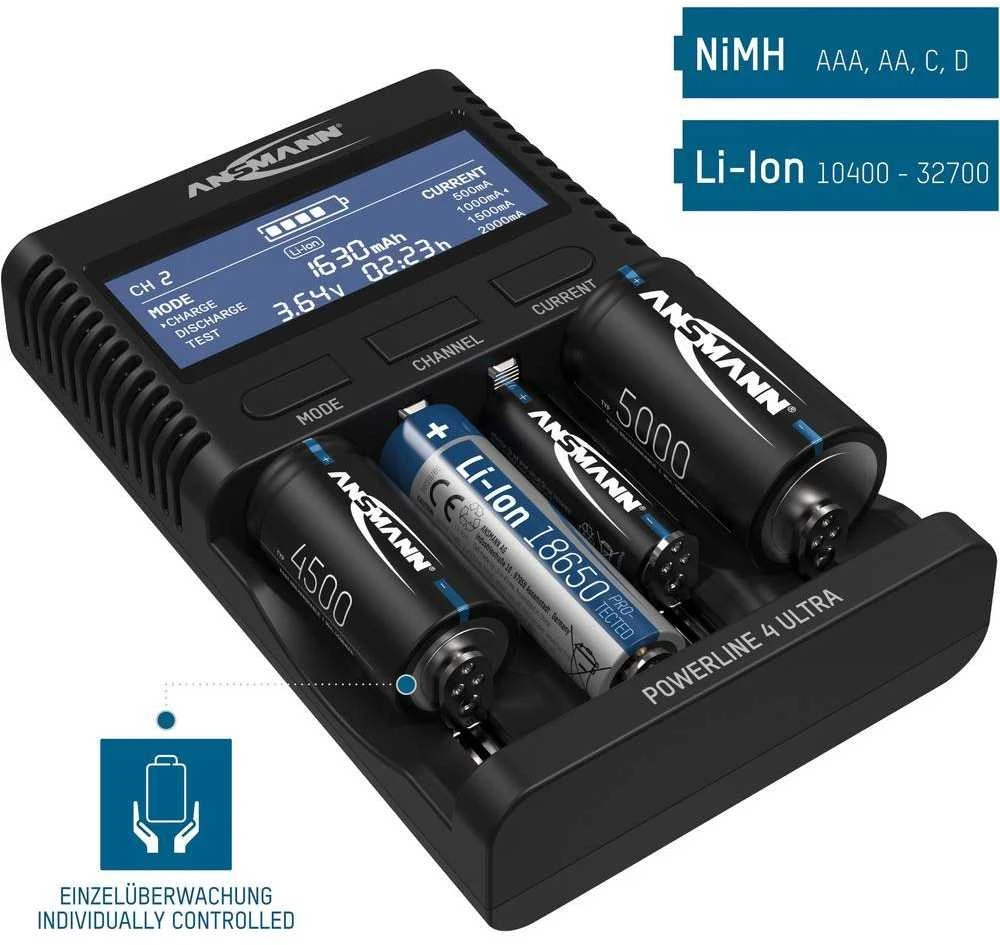 Conrad Ansmann ANS 1001-0080 - Tischladegerät Powerline 4 Ultra NiMh Li-Ion - Lithium Ion (Li-Ion)
