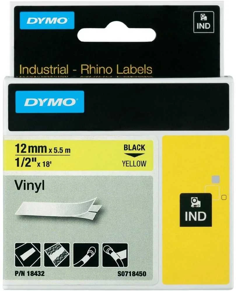 Dymo Vinilinė juostelė RHINO 12MMx5.5M, Geltona