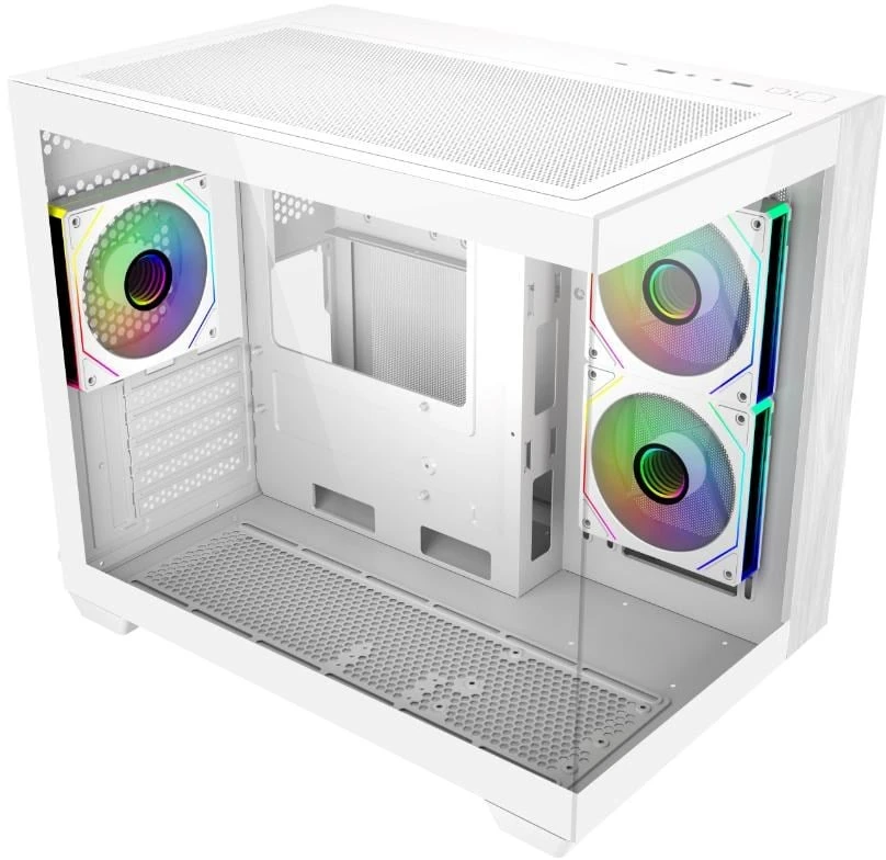 „Cooler Master Elite 481 Wood“, ATX, permatomas šoninis skydelis, 3x 120 mm ARGB ventiliatoriai, baltas