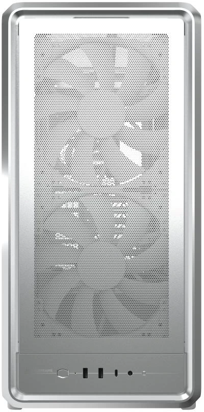 „Cooler Master“ korpusas „MasterFrame 500 Mesh“ sidabrinis, permatomas šoninis skydelis, ATX, 2x 200 mm ventiliatoriai, 1x 120 mm ventiliatorius, pilkas