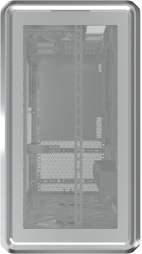 „Cooler Master“ korpusas „MasterFrame 500 Mesh“ sidabrinis, permatomas šoninis skydelis, ATX, 2x 200 mm ventiliatoriai, 1x 120 mm ventiliatorius, pilkas