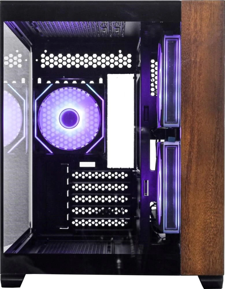 „Cooler Master Elite 481 Wood“, bokšto formos korpusas - juodas/medinis, grūdintas stiklas x 2