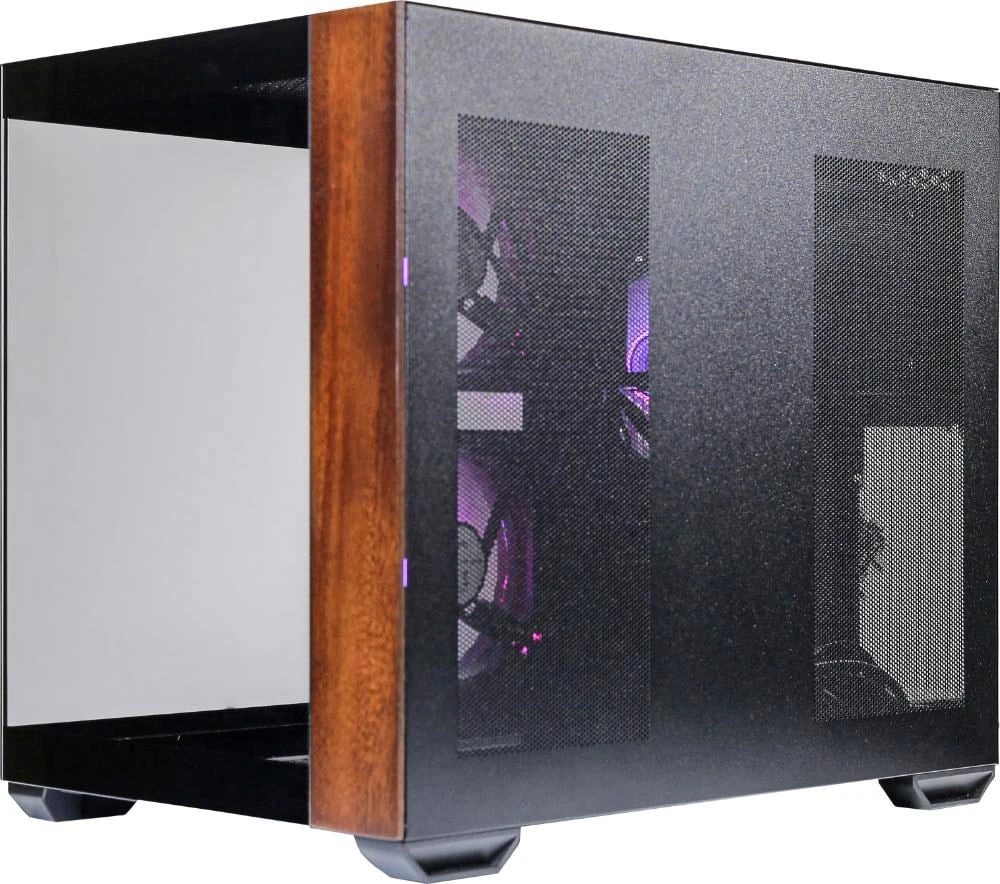 „Cooler Master Elite 481 Wood“, bokšto formos korpusas - juodas/medinis, grūdintas stiklas x 2