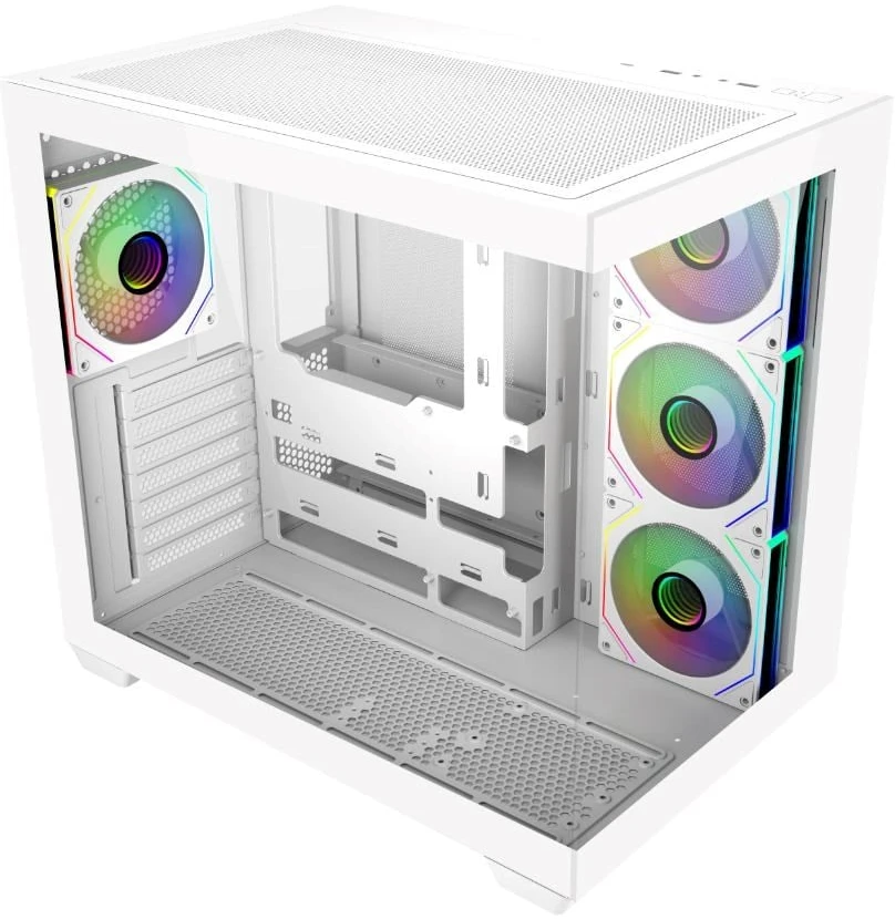 „Cooler Master Elite 681“ korpusas, ATX, permatomas šoninis skydelis, 4x 120 mm ARGB ventiliatoriai, baltas
