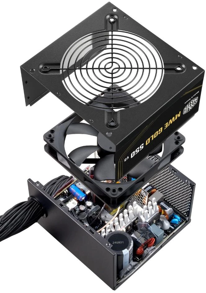 „Carruzzo Cooler Master MWE Gold V3 ATX 3.1“ nemoduliniai ankstyvųjų blokų korpusai, 550 W, 24 kontaktų, ATX, Juoda