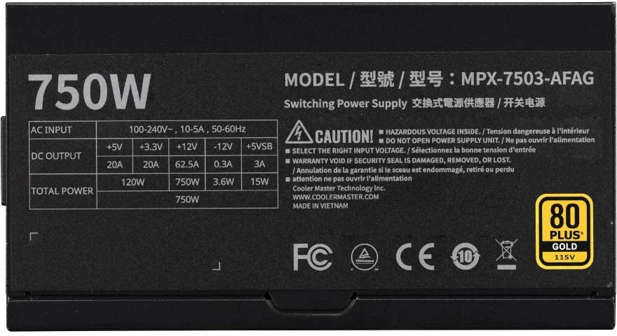 Cooler Master MWE 750W V3 80+ auksas