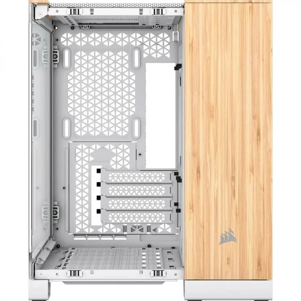 Corsair 2500X Micro-ATX kompiuterio korpusas, Tempered Glass - baltos spalvos/bamboo wood