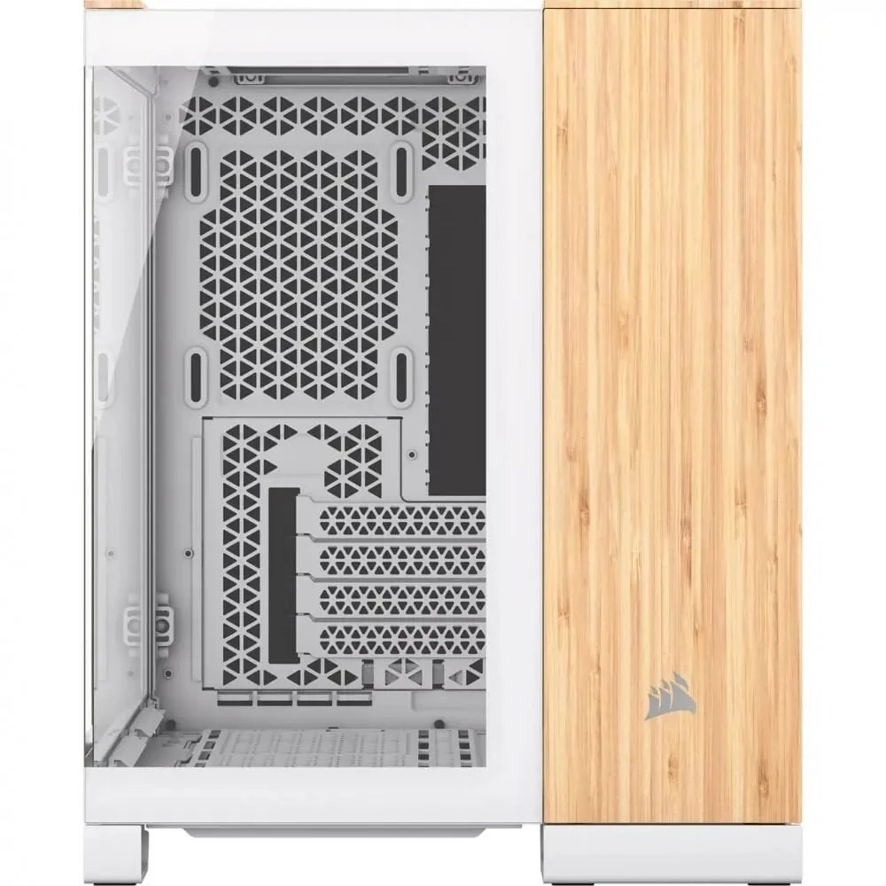 Corsair 2500X Micro-ATX kompiuterio korpusas, Tempered Glass - baltos spalvos/bamboo wood