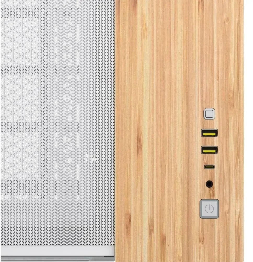 Corsair 2500X Micro-ATX kompiuterio korpusas, Tempered Glass - baltos spalvos/bamboo wood