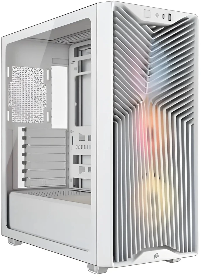 „Corsair 3200D RS ARGB“ kompiuterio korpusas, „Mid-Tower“, ATX, grūdintas stiklas – Baltas