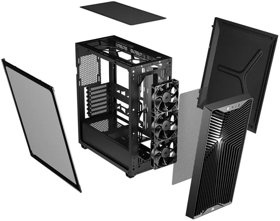 „Corsair 3200D RS“ kompiuterio korpusas, vidutinio dydžio bokštas, ATX, grūdintas stiklas – Juodas