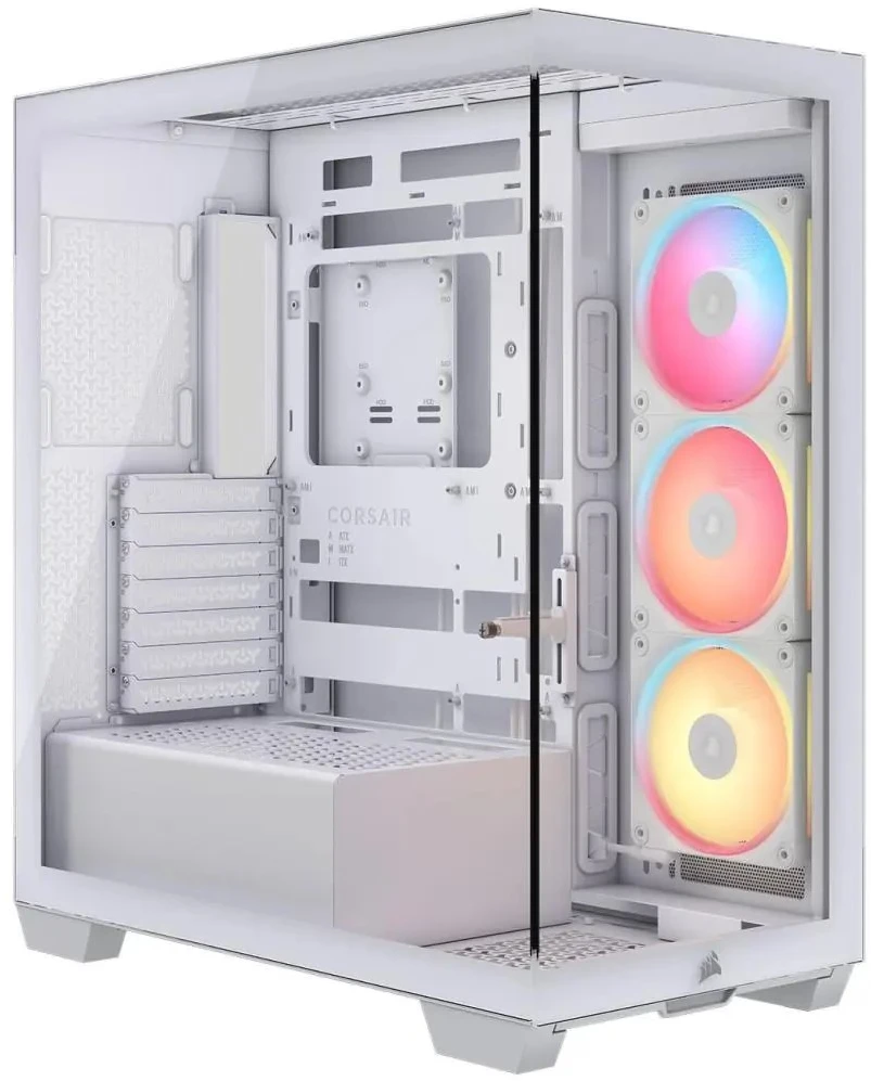 „Corsair 3500X LX-R“ kompiuterio korpusas, vidutinio dydžio bokštas, E-ATX, RGB, grūdintas stiklas · baltas