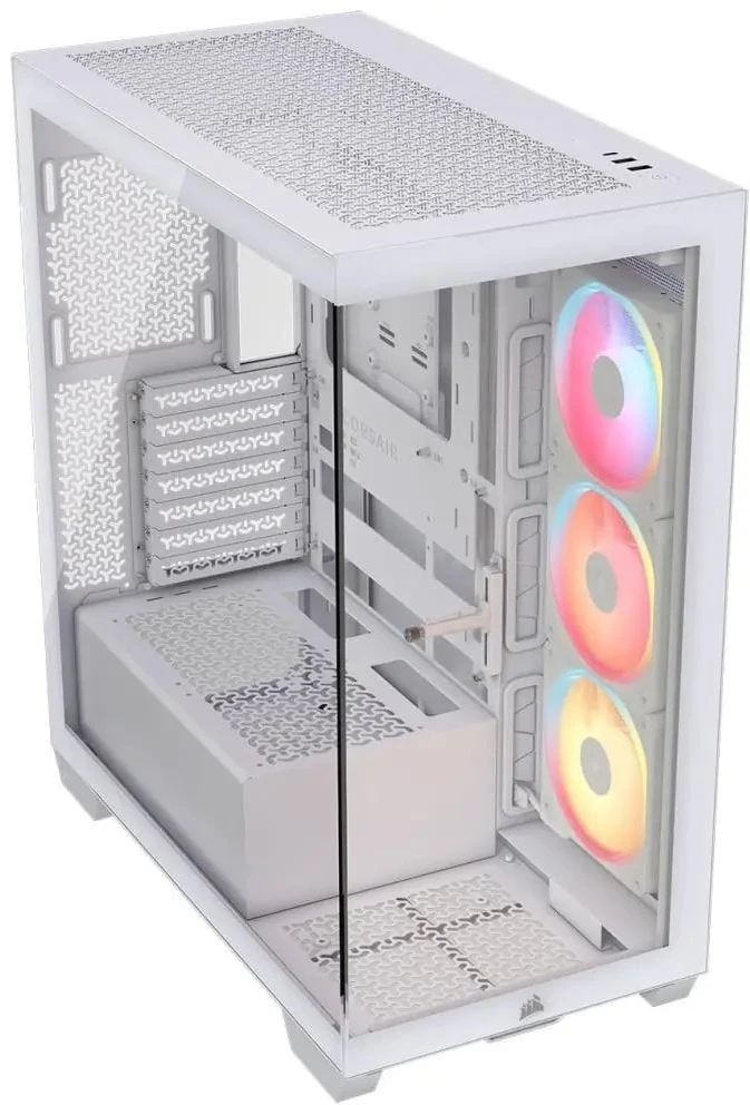 „Corsair 3500X LX-R“ kompiuterio korpusas, vidutinio dydžio bokštas, E-ATX, RGB, grūdintas stiklas · baltas