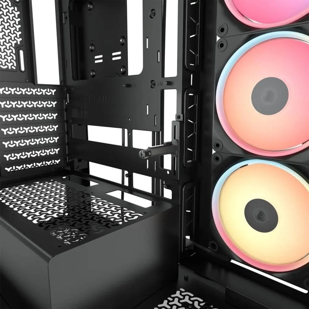 „Corsair 3500X LX-R“ kompiuterio korpusas, vidutinio dydžio bokštas, E-ATX, RGB, grūdintas stiklas – juodas