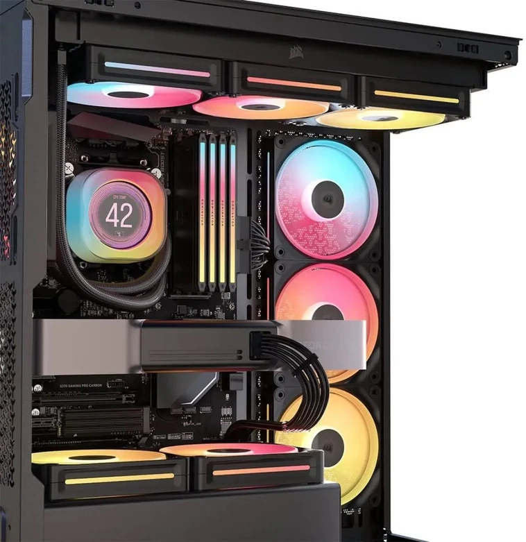 „Corsair 3500X LX-R“ kompiuterio korpusas, vidutinio dydžio bokštas, E-ATX, RGB, grūdintas stiklas – juodas