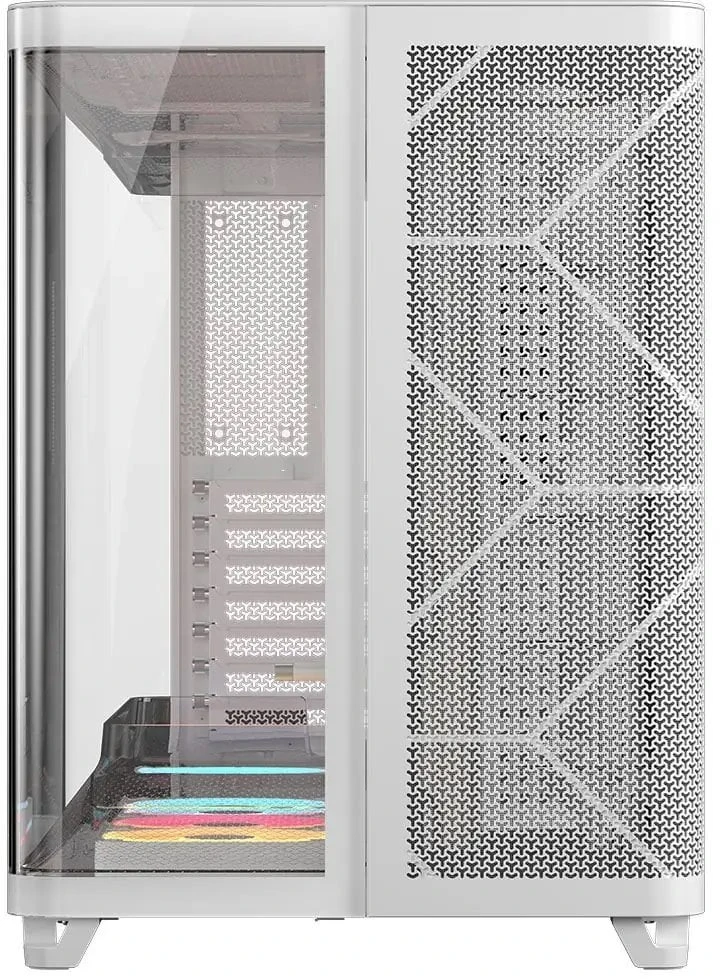 „Corsair AIR 5400 LX-R LINK“ kompiuterio korpusas, vidutinio dydžio bokštas, grūdintas stiklas, RGB®, komplekte yra 3 x 120 mm ventiliatoriai, baltas