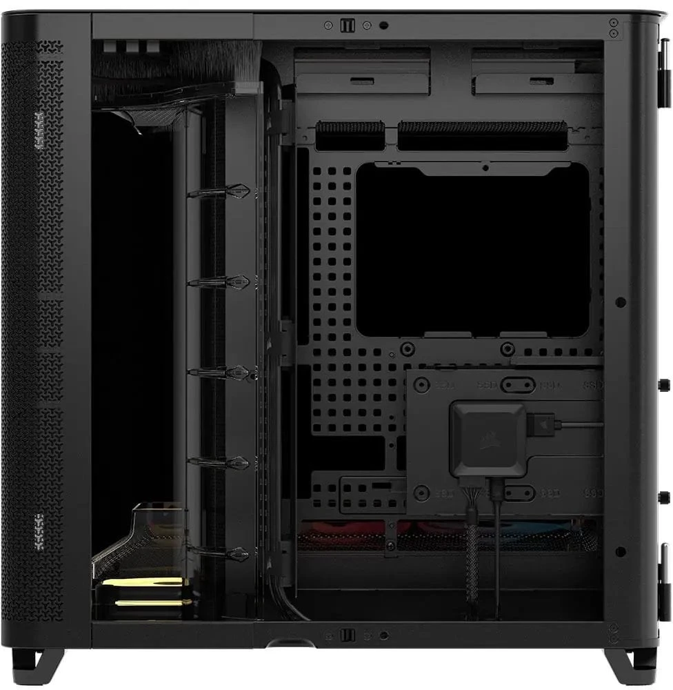 „Corsair AIR 5400 LX-R LINK“ kompiuterio korpusas, vidutinio dydžio bokštas, grūdintas stiklas, RGB ir juodas, komplekte yra 3 x 120 mm ventiliatoriai
