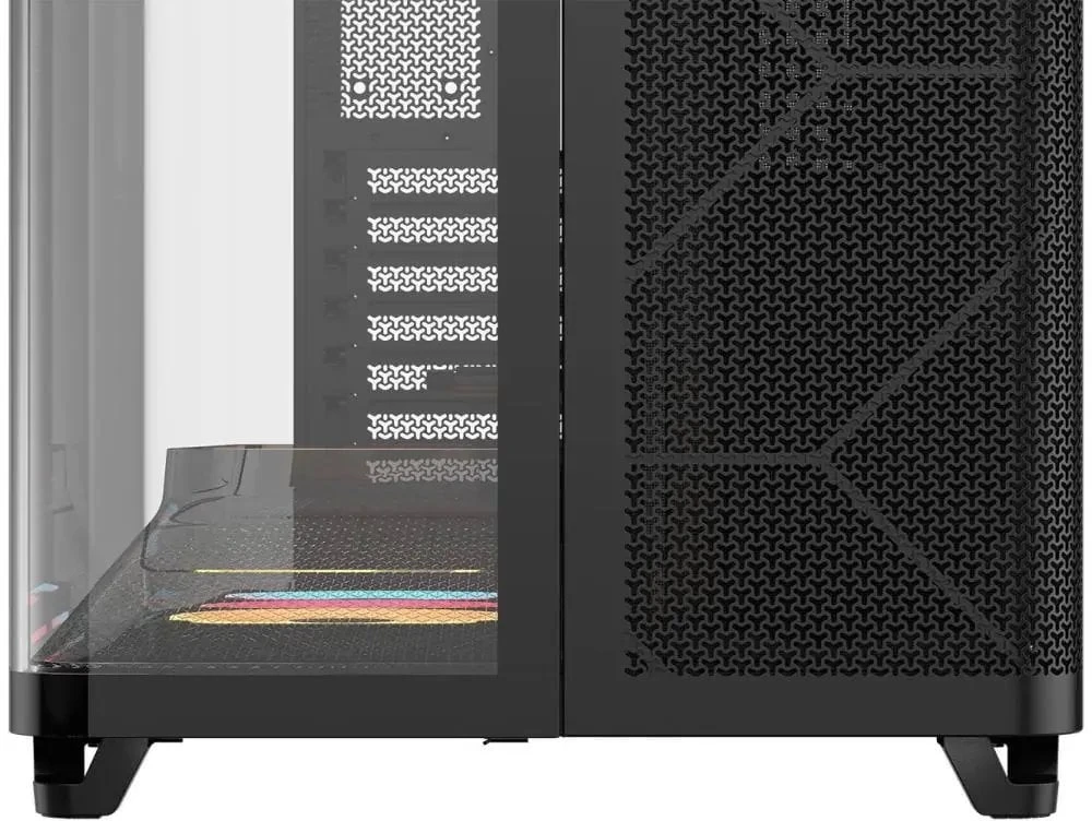 „Corsair AIR 5400 LX-R LINK“ kompiuterio korpusas, vidutinio dydžio bokštas, grūdintas stiklas, RGB ir juodas, komplekte yra 3 x 120 mm ventiliatoriai