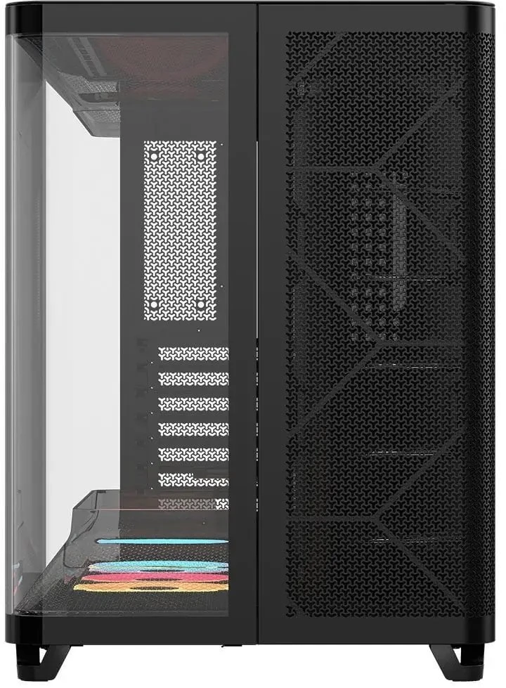 „Corsair AIR 5400 LX-R LINK“ kompiuterio korpusas, vidutinio dydžio bokštas, grūdintas stiklas, RGB ir juodas, komplekte yra 3 x 120 mm ventiliatoriai