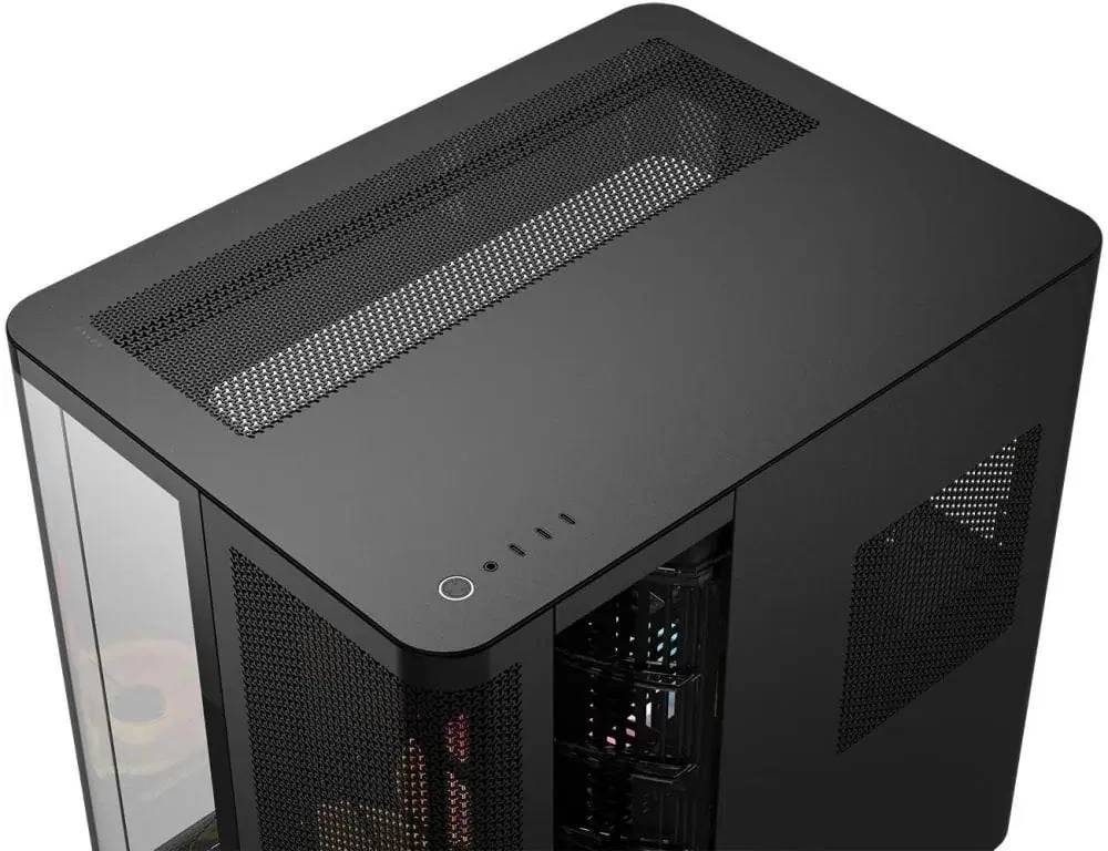 „Corsair AIR 5400 LX-R LINK“ kompiuterio korpusas, vidutinio dydžio bokštas, grūdintas stiklas, RGB ir juodas, komplekte yra 3 x 120 mm ventiliatoriai
