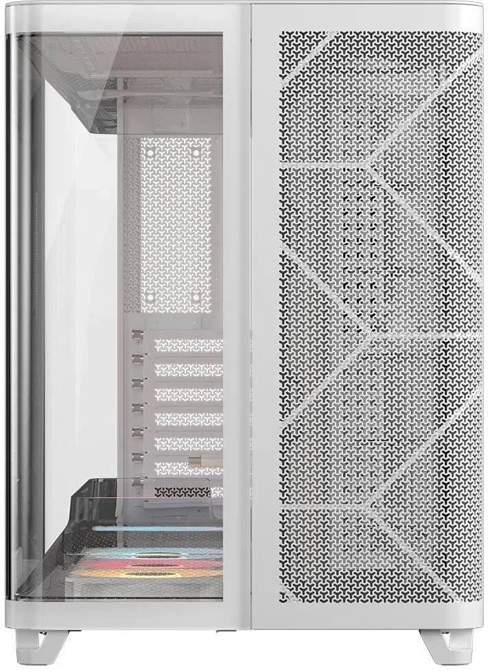 „Corsair AIR 5400 RS-R ARGB“ kompiuterio korpusas, MIDI bokštas, grūdintas stiklas, RGB ir baltos spalvos, komplekte 2 x 120 mm ventiliatoriai