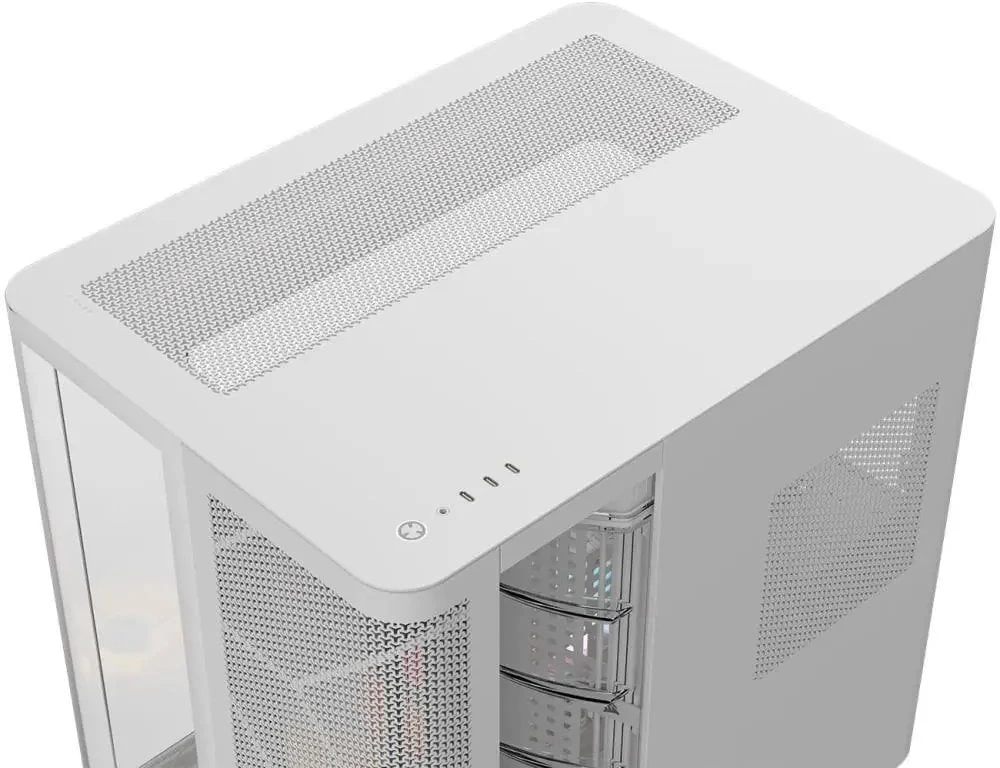 „Corsair AIR 5400 RS-R ARGB“ kompiuterio korpusas, MIDI bokštas, grūdintas stiklas, RGB ir baltos spalvos, komplekte 2 x 120 mm ventiliatoriai