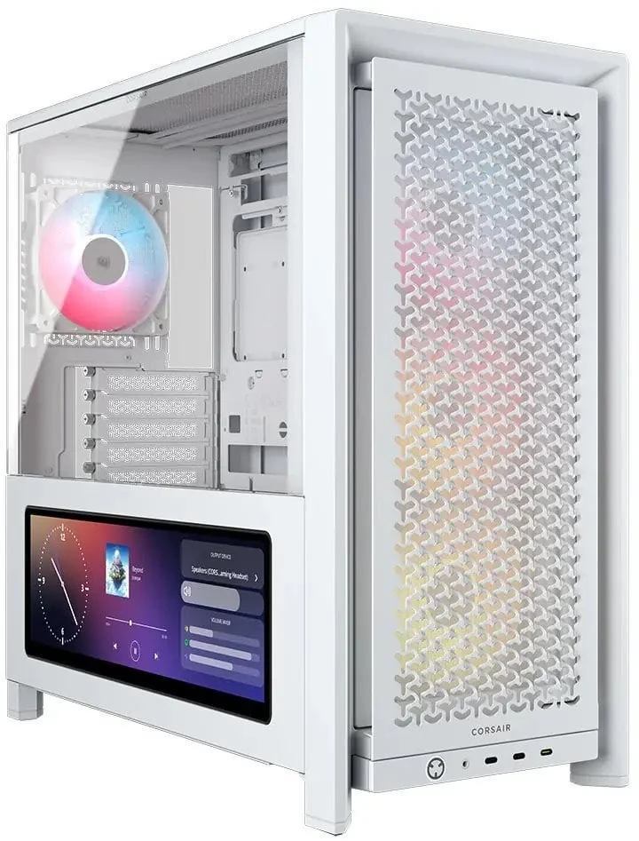 „Corsair FRAME 4000D LCD RS“ kompiuterio korpusas, „Midi-Tower“, ATX, ARGB, grūdintas stiklas – Baltas