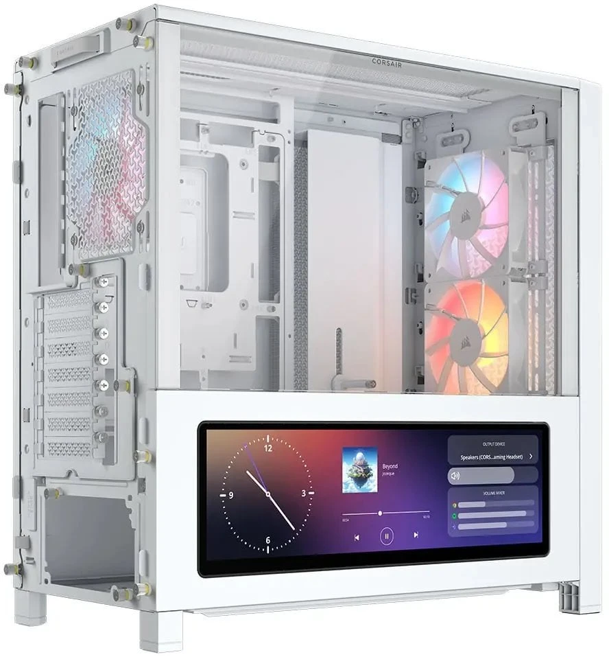 „Corsair FRAME 4000D LCD RS“ kompiuterio korpusas, „Midi-Tower“, ATX, ARGB, grūdintas stiklas – Baltas