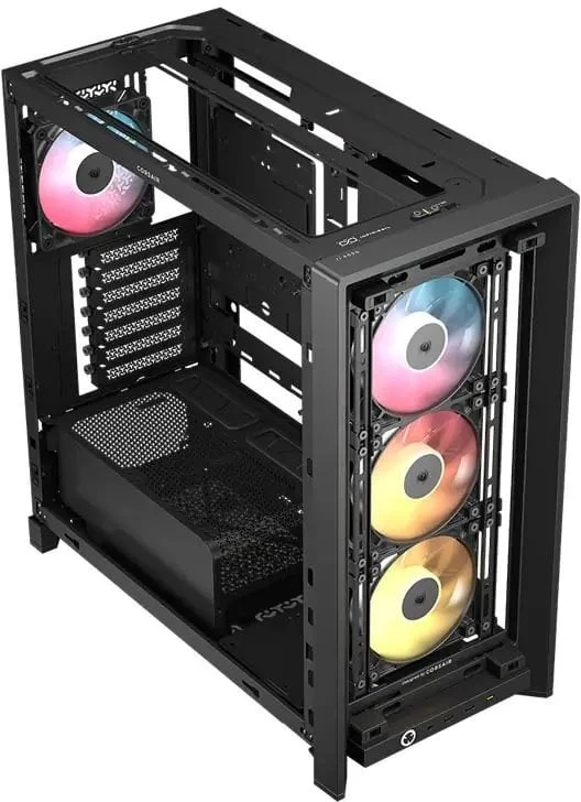 CORSAIR FRAME 4000D LCD RS kompiuterio korpusas, vidutinio dydžio bokštas, ATX, ARGB, grūdintas stiklas – Juodas