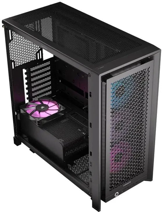 CORSAIR FRAME 4000D LCD RS kompiuterio korpusas, vidutinio dydžio bokštas, ATX, ARGB, grūdintas stiklas – Juodas