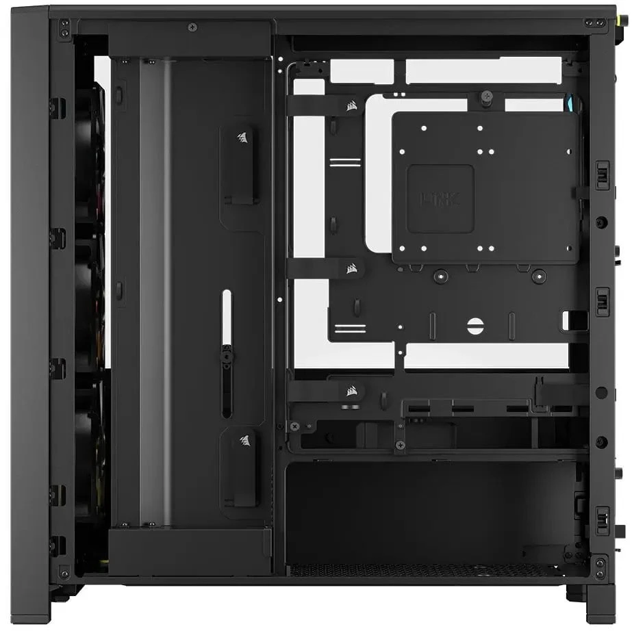 CORSAIR FRAME 4000D LCD RS kompiuterio korpusas, vidutinio dydžio bokštas, ATX, ARGB, grūdintas stiklas – Juodas
