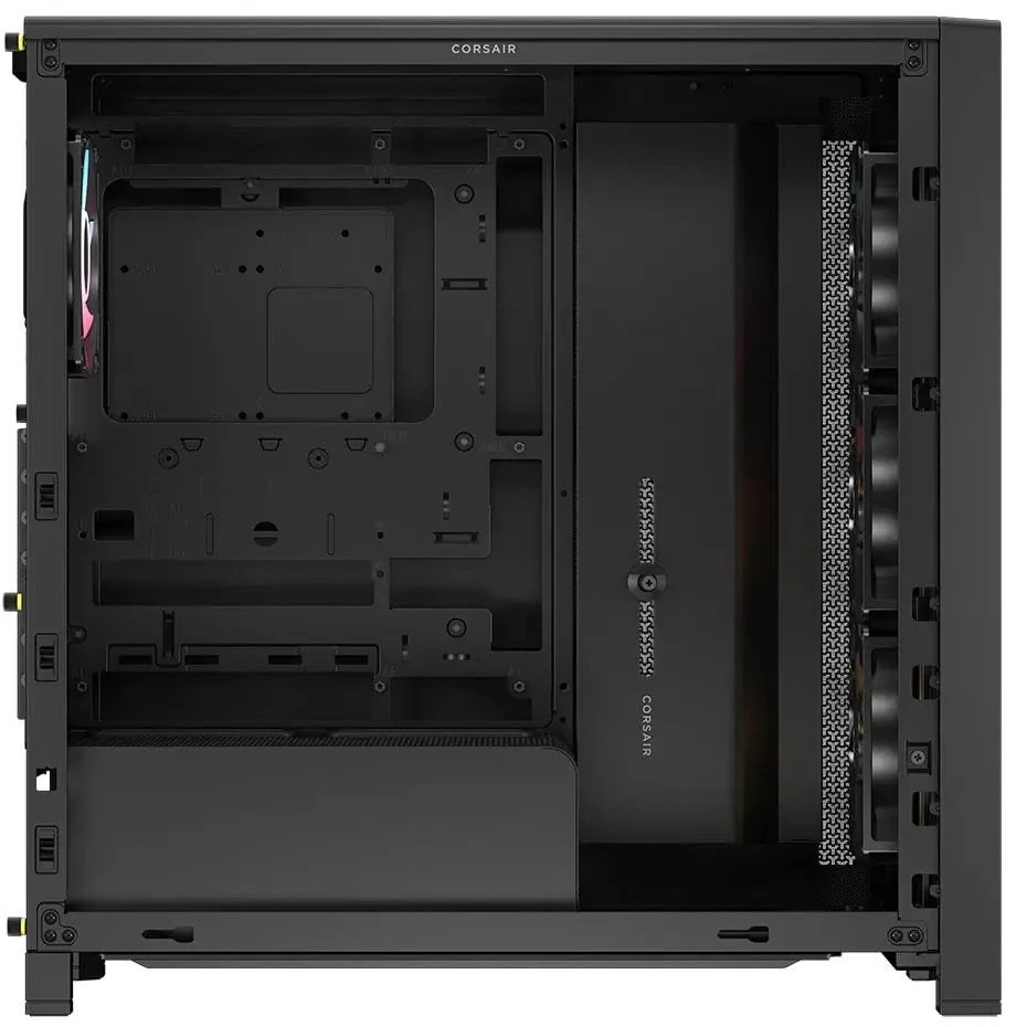 CORSAIR FRAME 4000D LCD RS kompiuterio korpusas, vidutinio dydžio bokštas, ATX, ARGB, grūdintas stiklas – Juodas