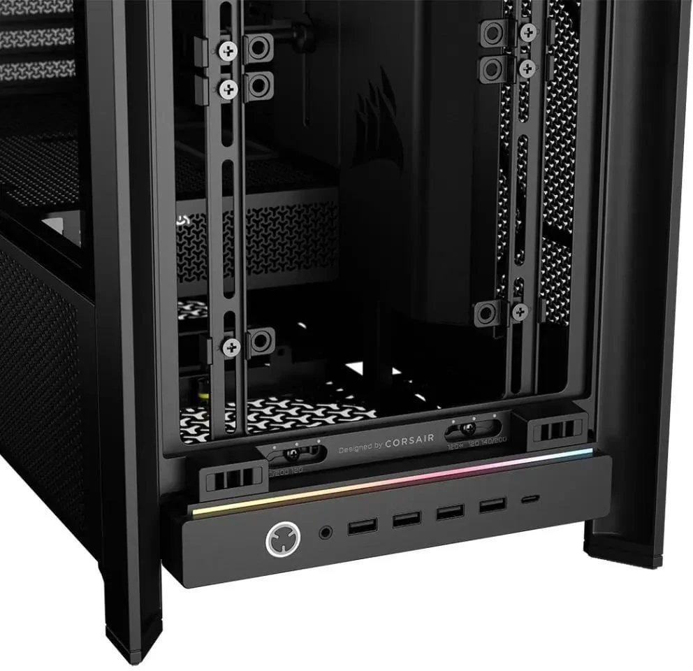 „Corsair Frame 5000D RS ARGB“ korpusas, vidutinio dydžio bokštas, E-ATX, RGB, grūdintas stiklas – Juodas