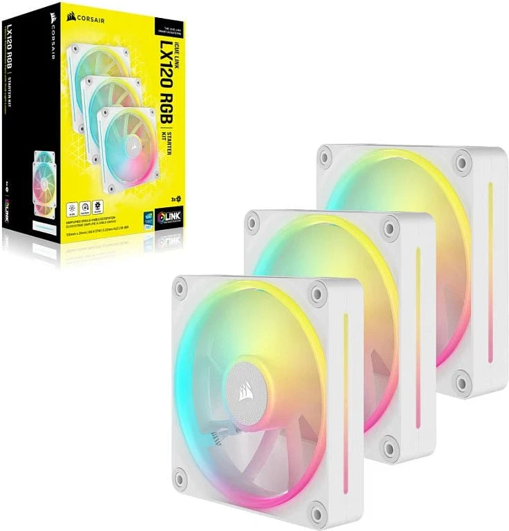Corsair iCUE LINK LX120 RGB 3 baltų šviestuvų rinkinys CO-9051030-WW
