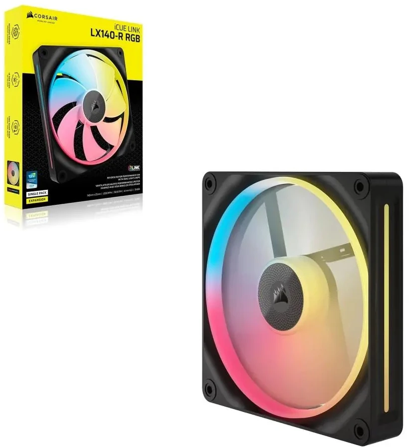 Corsair iCUE Link LX140-R RGB, PWM korpuso ventiliatorius – 140mm, juodos spalvos