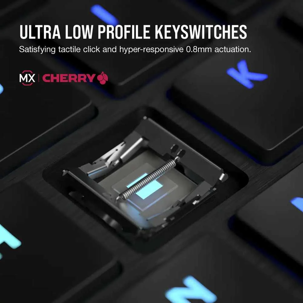 CORSAIR K100 RGB AIR Wireless Ultra-Thin Mechaninė klaviatūra žaidimams RGB LED pašvietimas CHERRY ULP Tactile Juodas