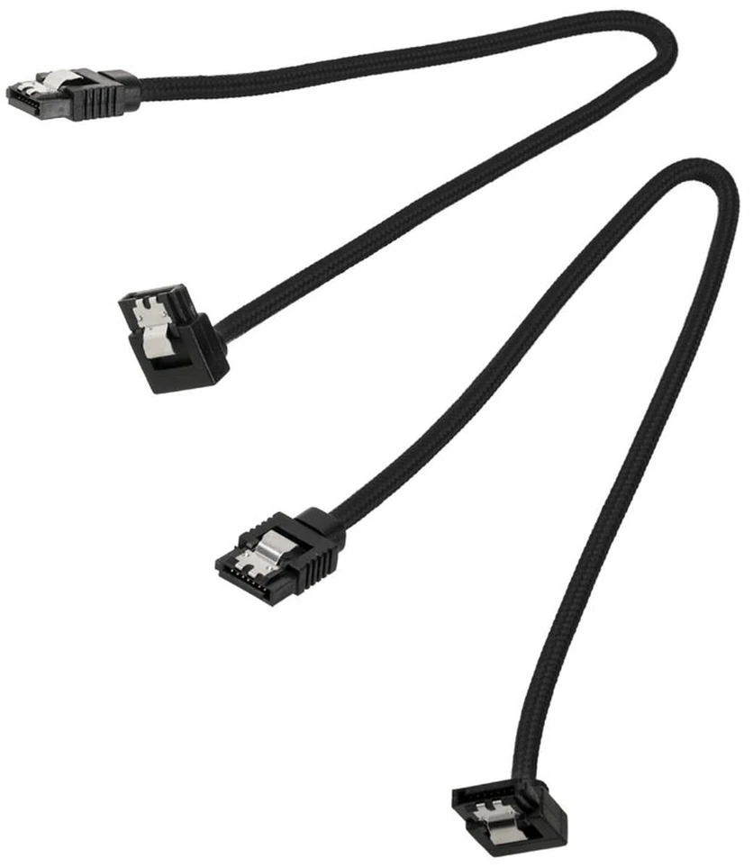 „Corsair Premium SATA“ kampinis kabelis, juodas 30 cm, 2 vnt. pakuotėje