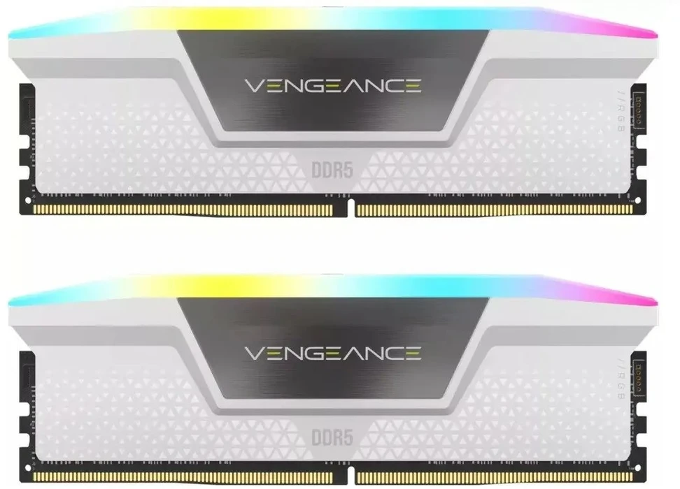 RAM CORSAIR VENGEANCE RGB 32GB 2x16GB DDR5 6000MT/s DIMM Be buferio 30-36-36-76 Std PMIC XMP 3.0 Baltas Heatspreader RGB LED 1.4V