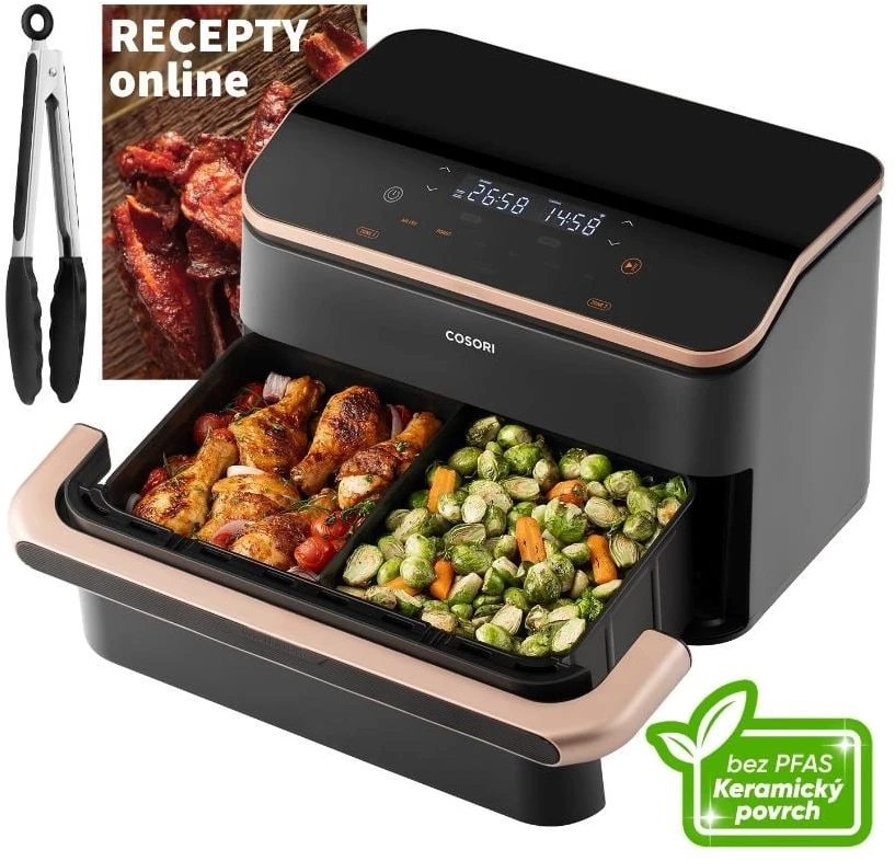 Gruzdintuvė Cosori Dual Blaze TwinFry chytrá horkovzdušná fritéza 10 L, keramika, juoda